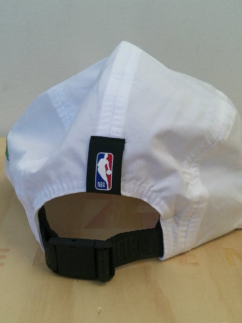 Boston Celtics Hat New Era 5 Panel Script Logo Strapback White Green NBA Cap - Picture 3 of 8